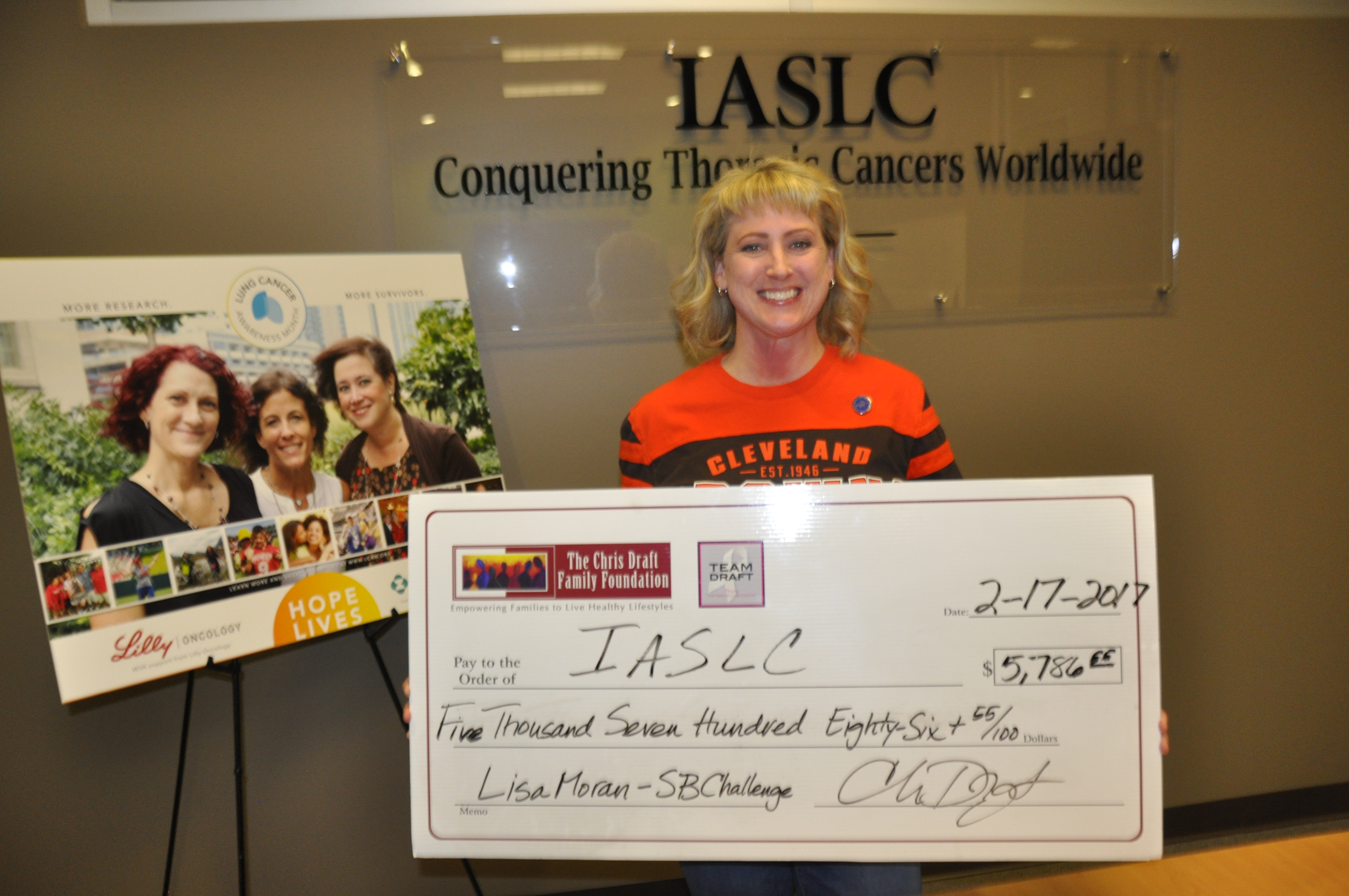 Lisa Moran - 2017 Super Bowl Challenge Check Presentation - IASLC 