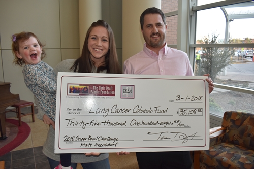 Matt & Jen Arsensdorf Presented a Check to the Lung Cancer Colorado Fund 